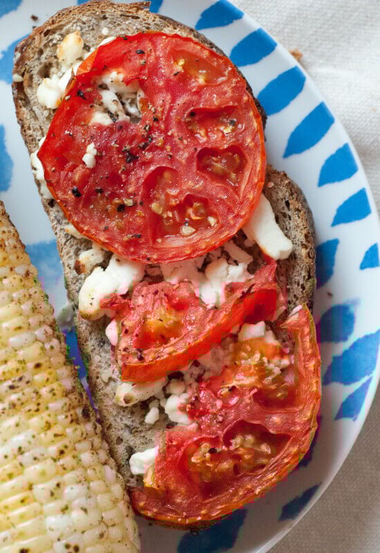 tomato and goat cheese toast