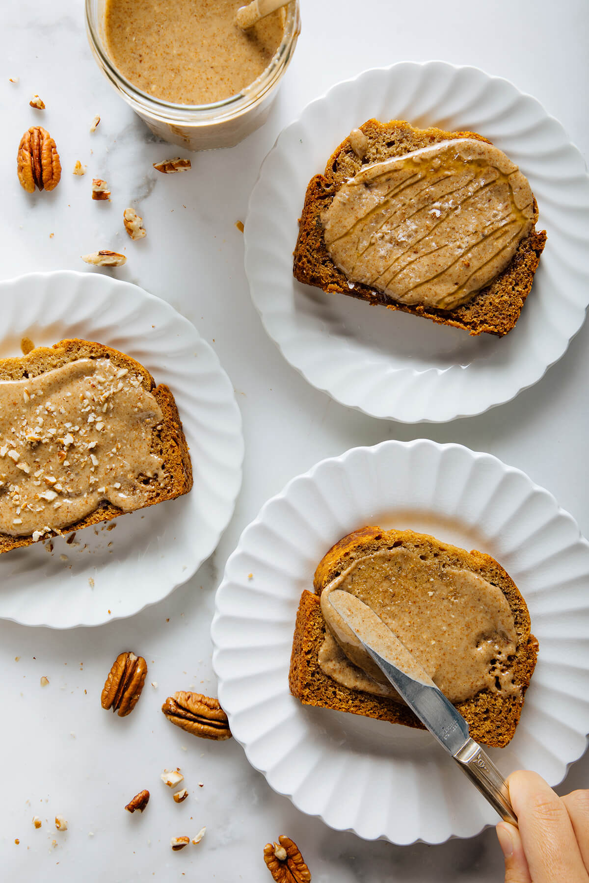 pecan butter on bread