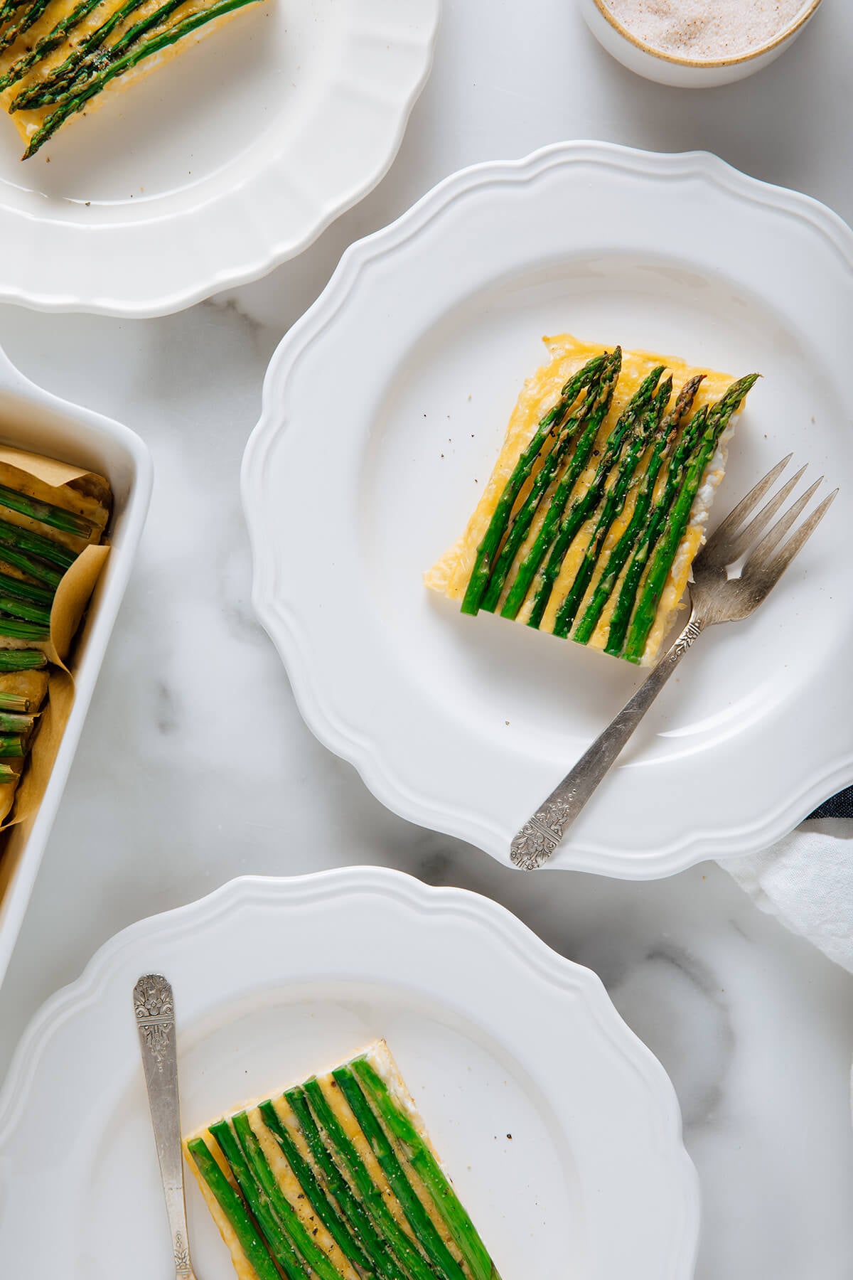 asparagus frittata on plates