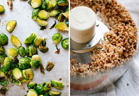 Roasted Brussels sprouts and bread crumbs