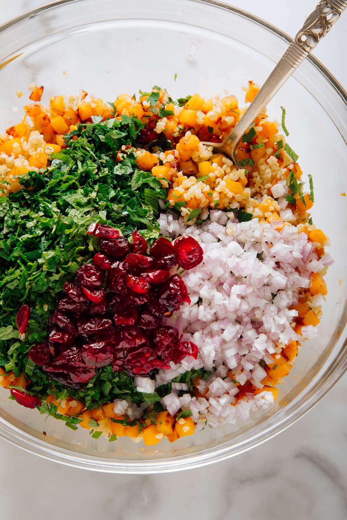 butternut tabbouleh before stirring