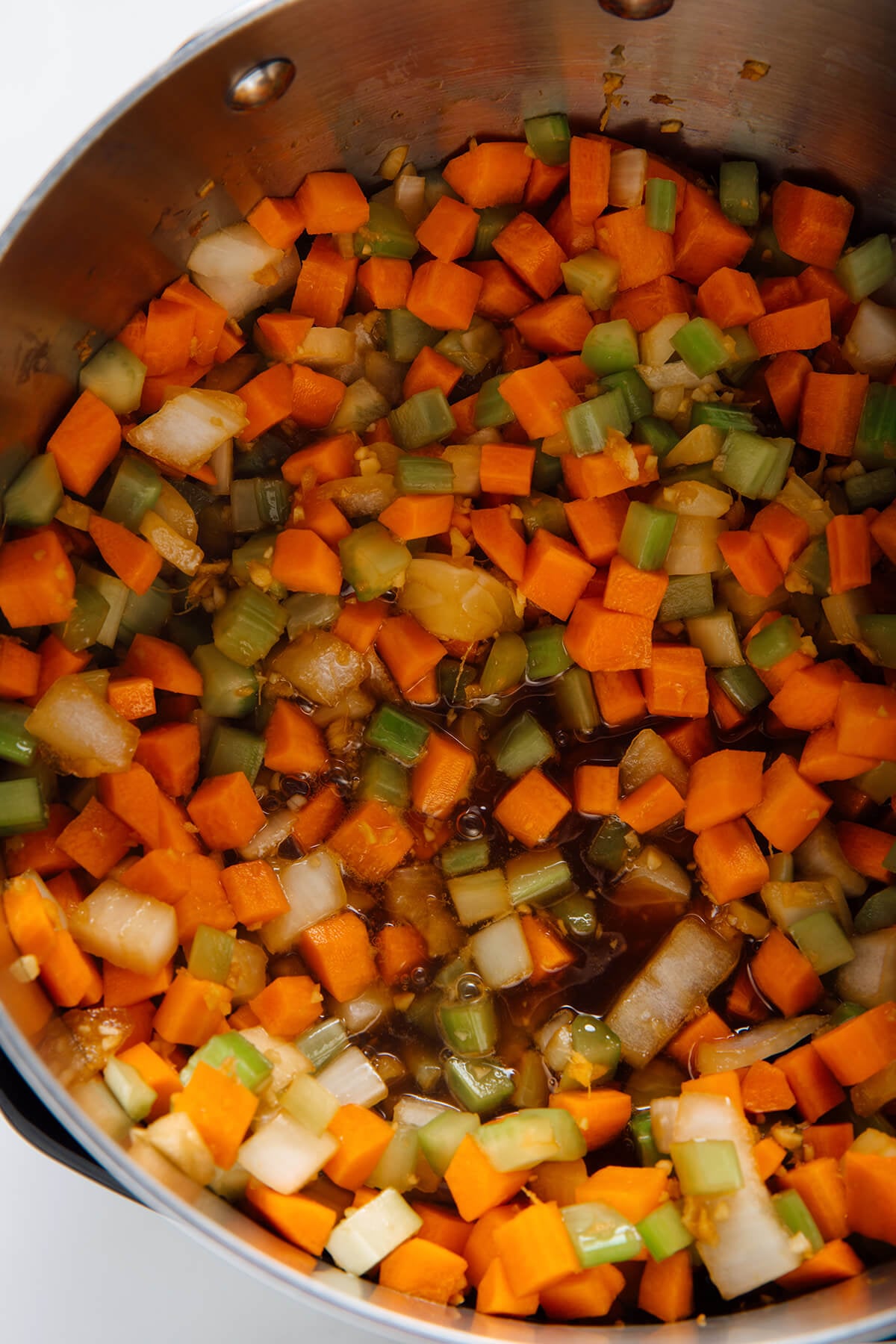 cooked veggies in pot