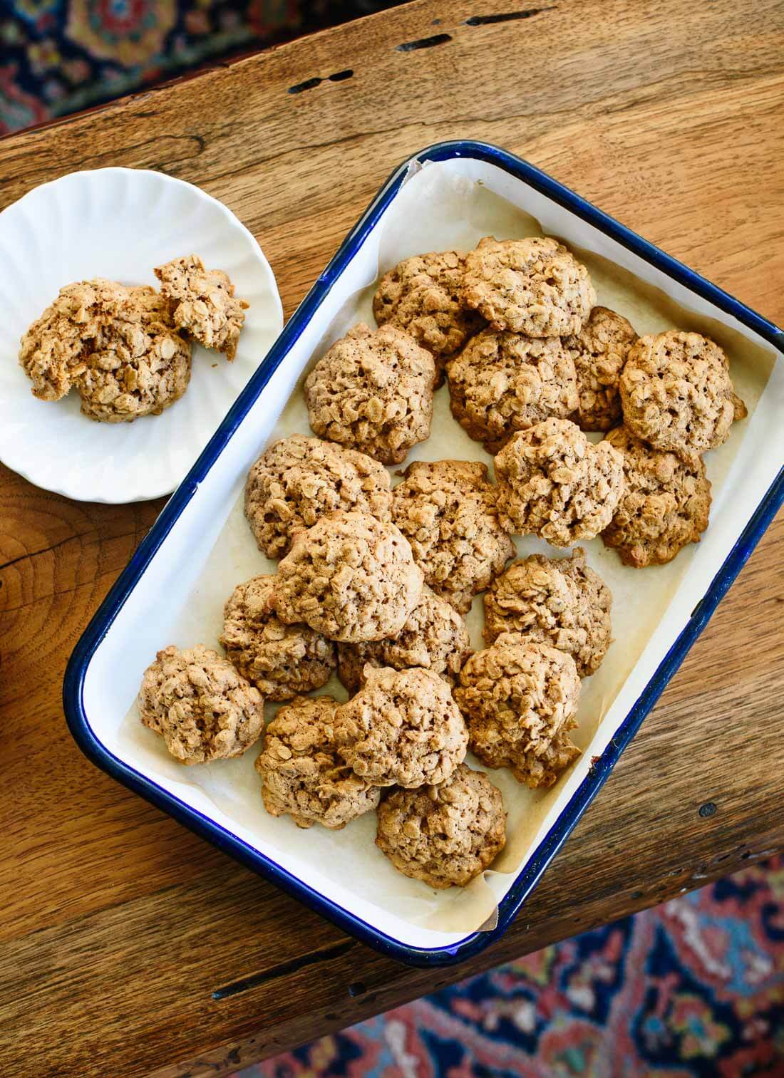 These oatmeal cookies are truly the best. Theyโre soft and fluffy in the middle, with crisper edges and lovely flavor, thanks to warming spices and oat flour.