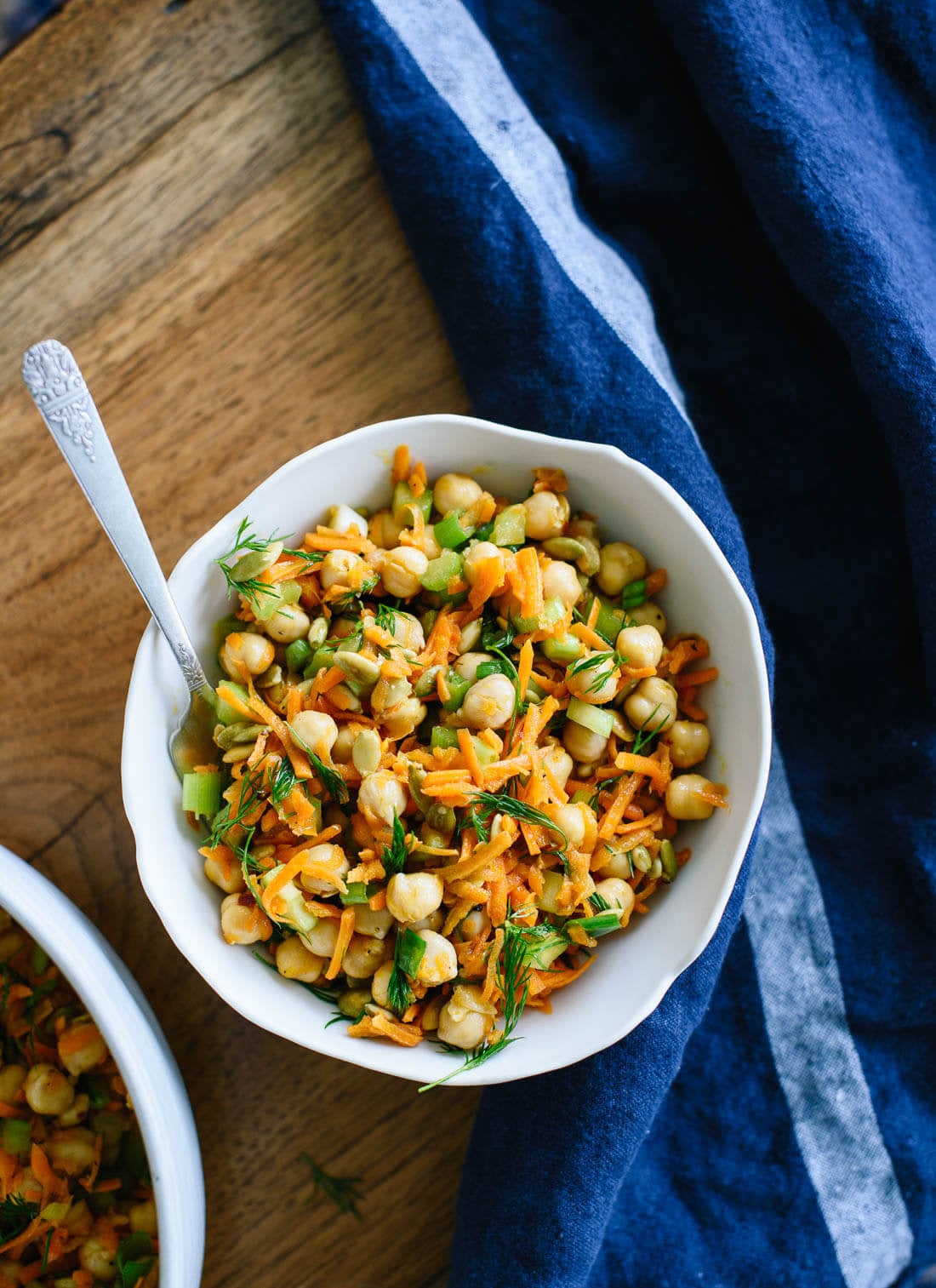 This carrot chickpea salad is healthy, crunchy and ultra satisfying! cookieandkate.com