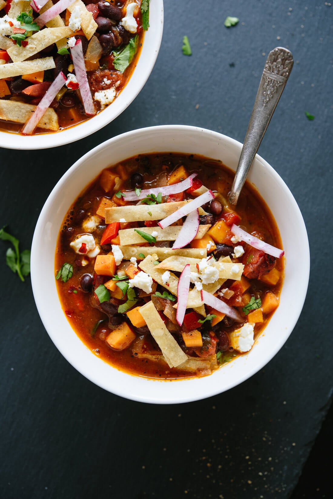 Black Bean Tortilla Soup with Sweet Potatoes
