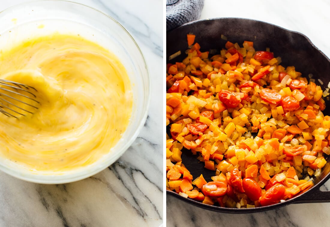 eggs and cooked vegetables