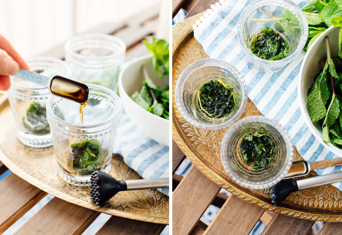 maple syrup and mint