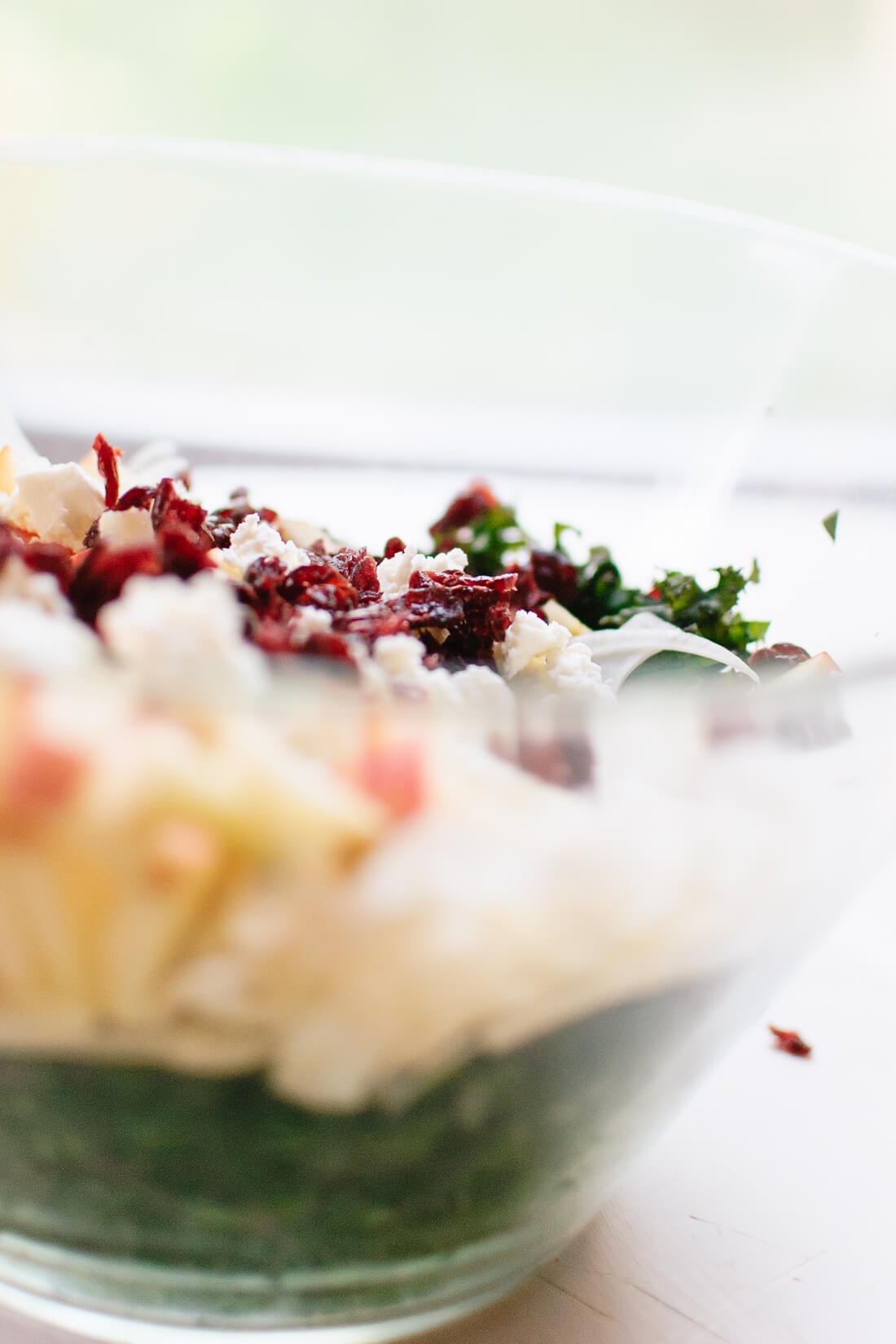 Dried cranberry and goat cheese kale salad