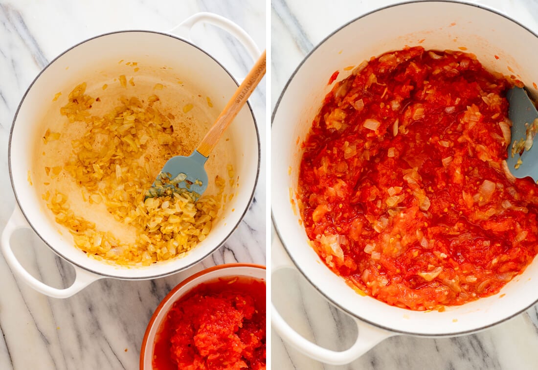 sautรฉed onions and tomatoes