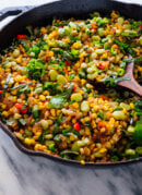 succotash in cast iron pan