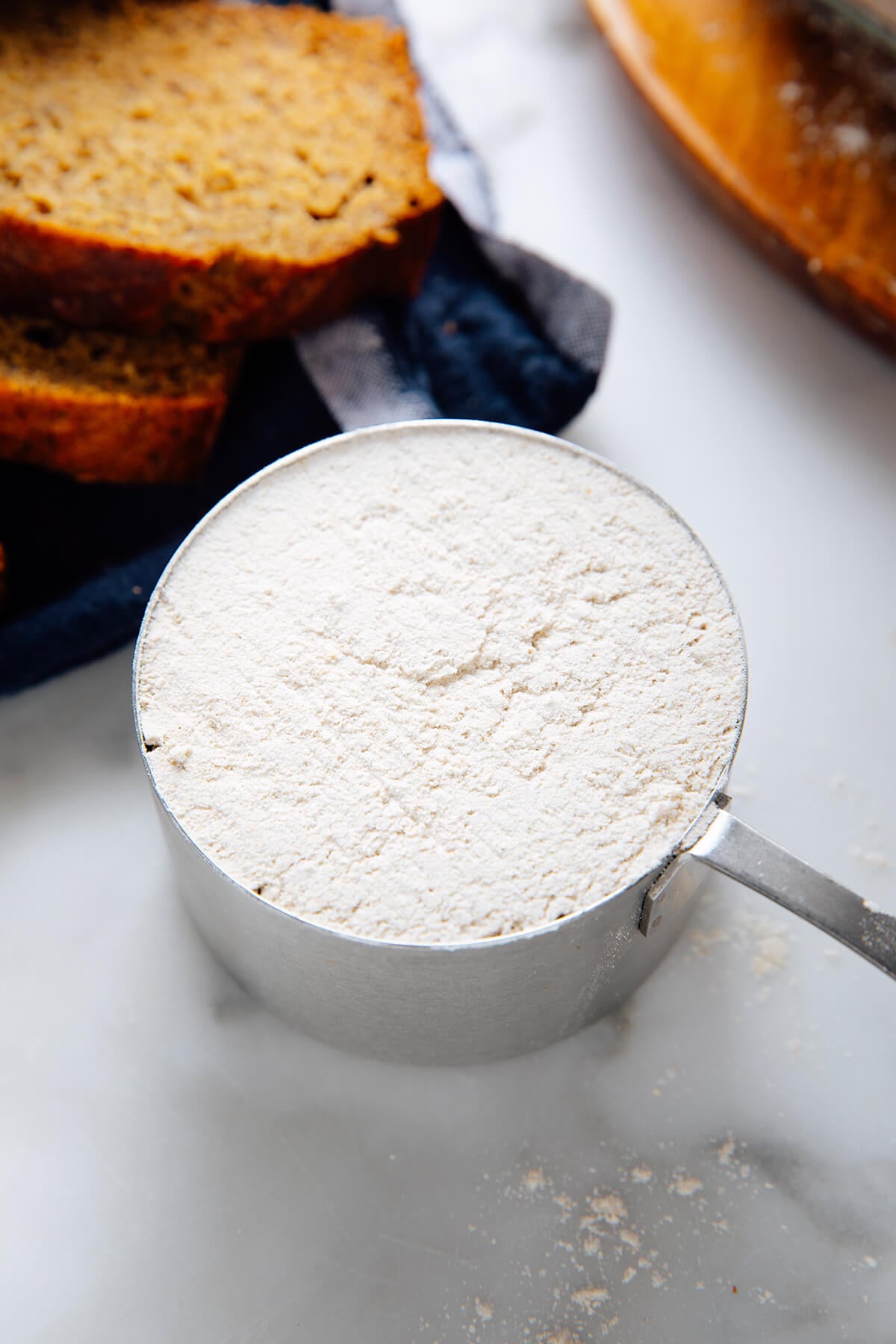 properly measured flour in measuring cup