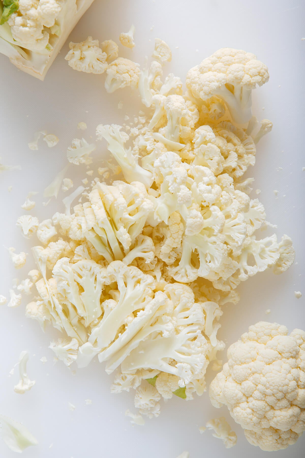 chopped raw cauliflower for salad