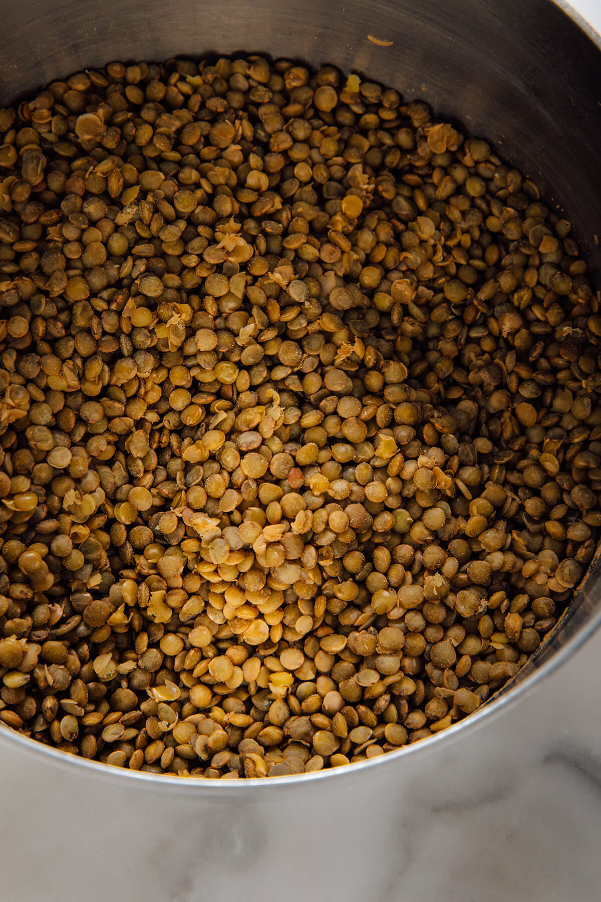 cooked green lentils