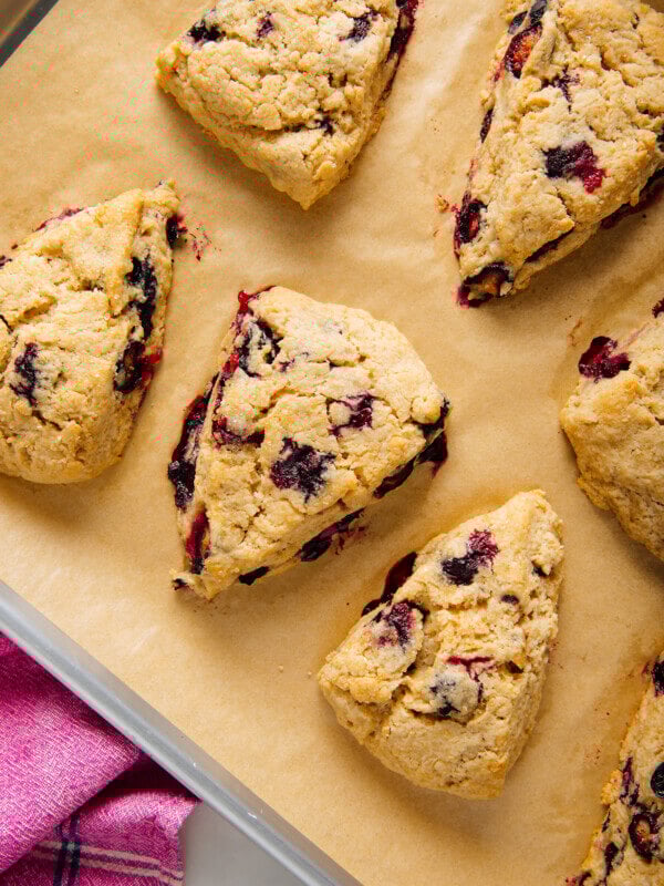 blueberry scones after baking