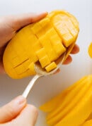 how to scoop out diced mango