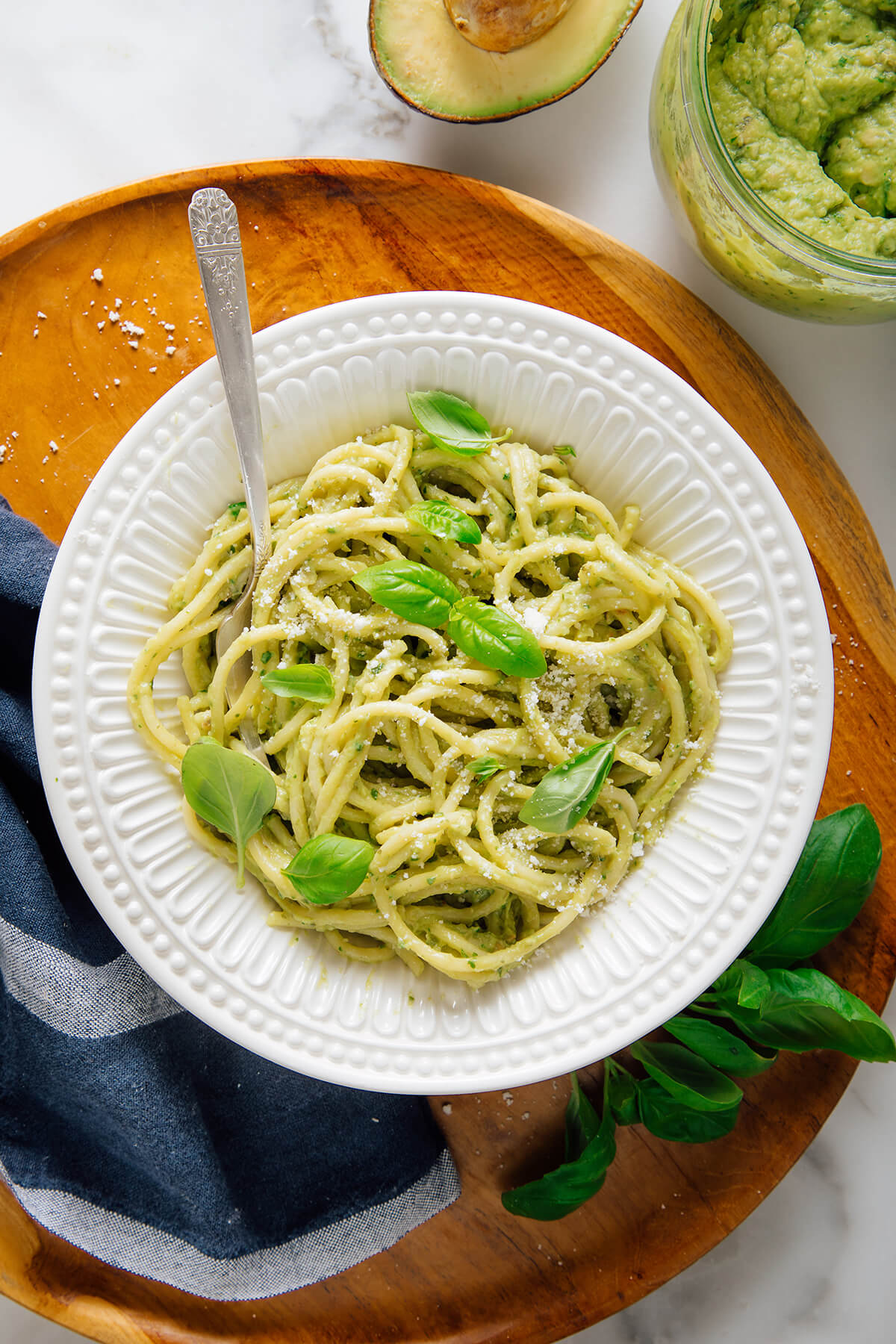 avocado pesto on pasta